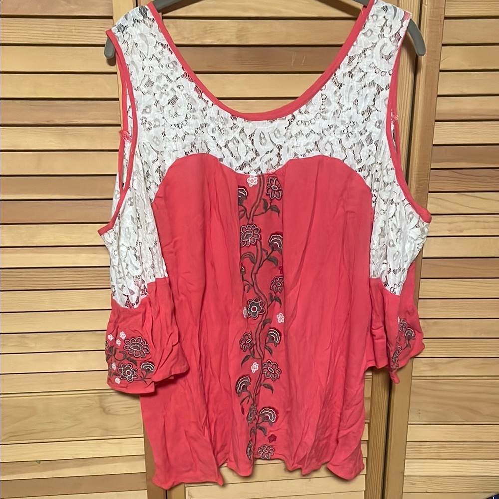 Pink Asymmetrical Embellished Blouse